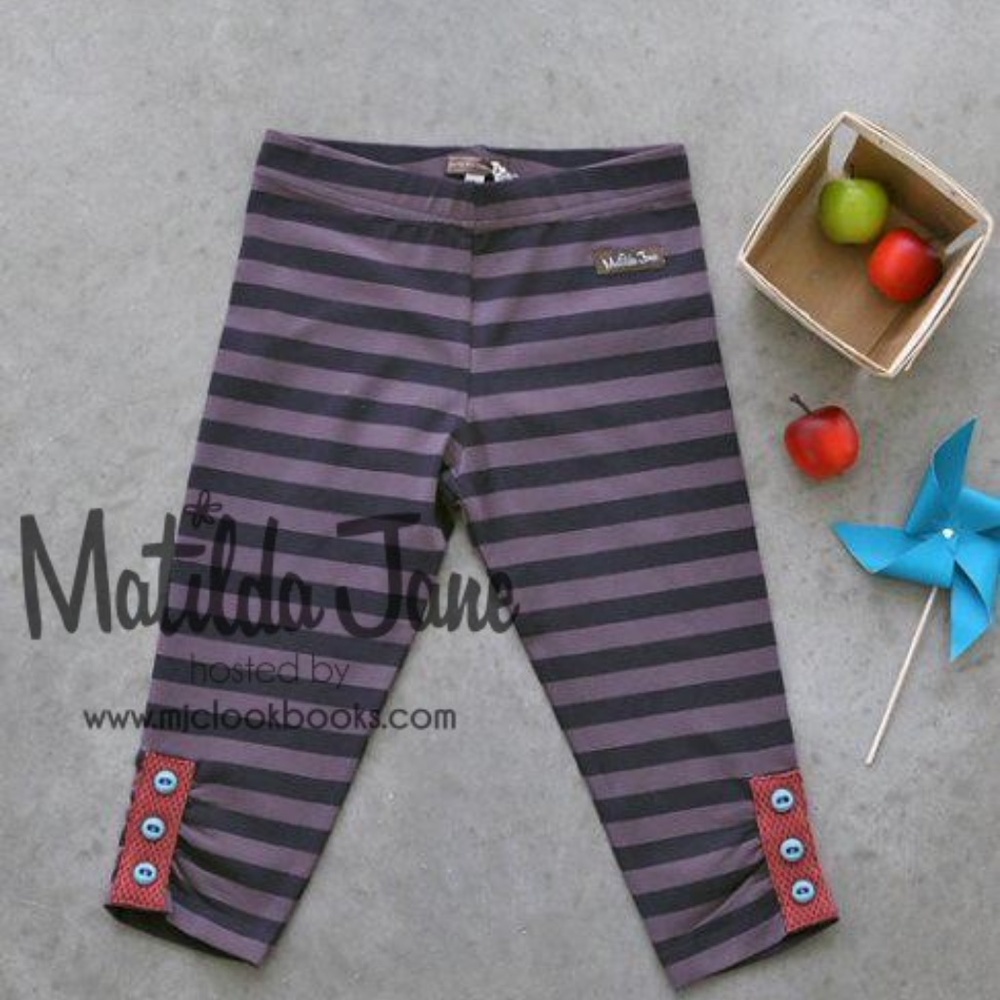 EUC Vintage Matilda Jane Licorice Clothing Size 8 You & Me Line Striped Leggings